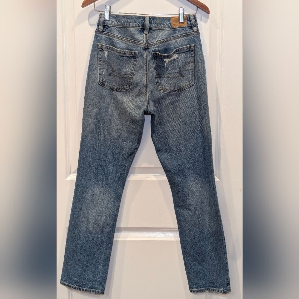 American Eagle Super High-Rise Straight Ankle Jeans Distressed Indie 0 Reg - Picture 6 of 6